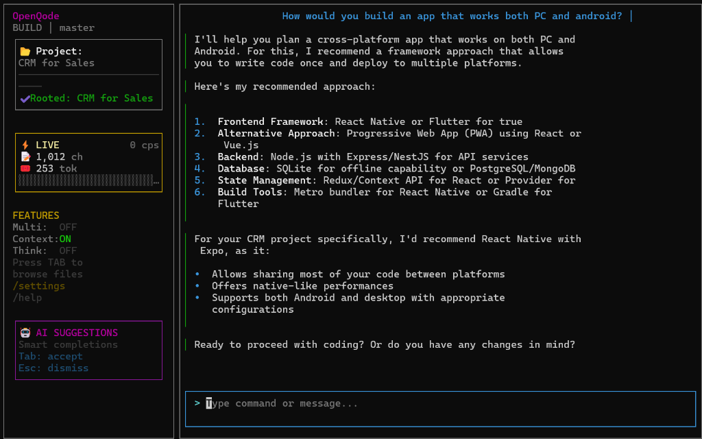 OpenQode Next-Gen Interface